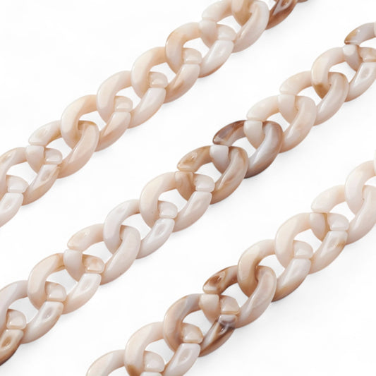 x70 cm Chaîne Gourmette en Acrylique – Tons Naturels