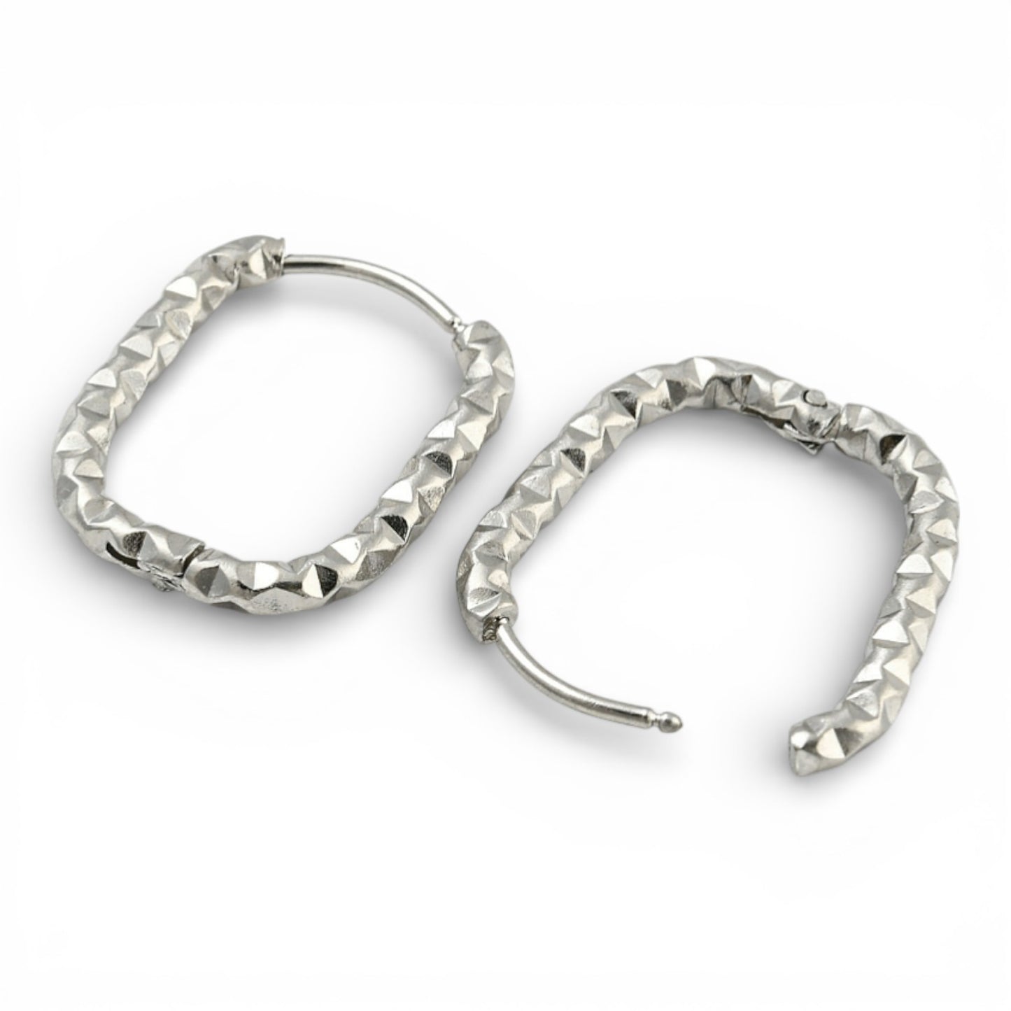 x1 Paire de Boucles d’oreilles créoles rectangulaires en acier inoxydable 304 – 16,5 x 22 mm