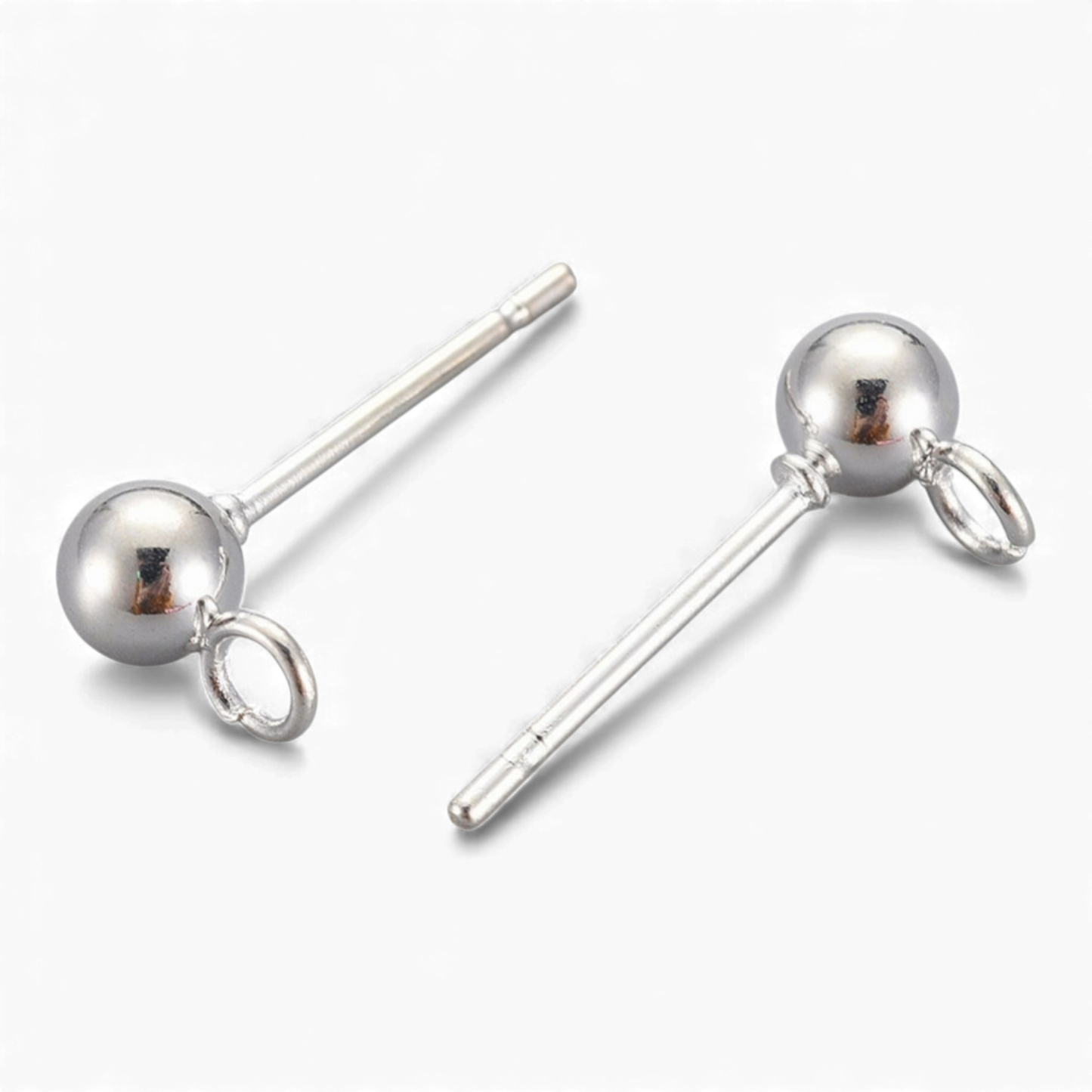 x1 paire Clous d’oreilles ronds avec boucle – Acier inox 304 plaqué or 24K ou Acier
