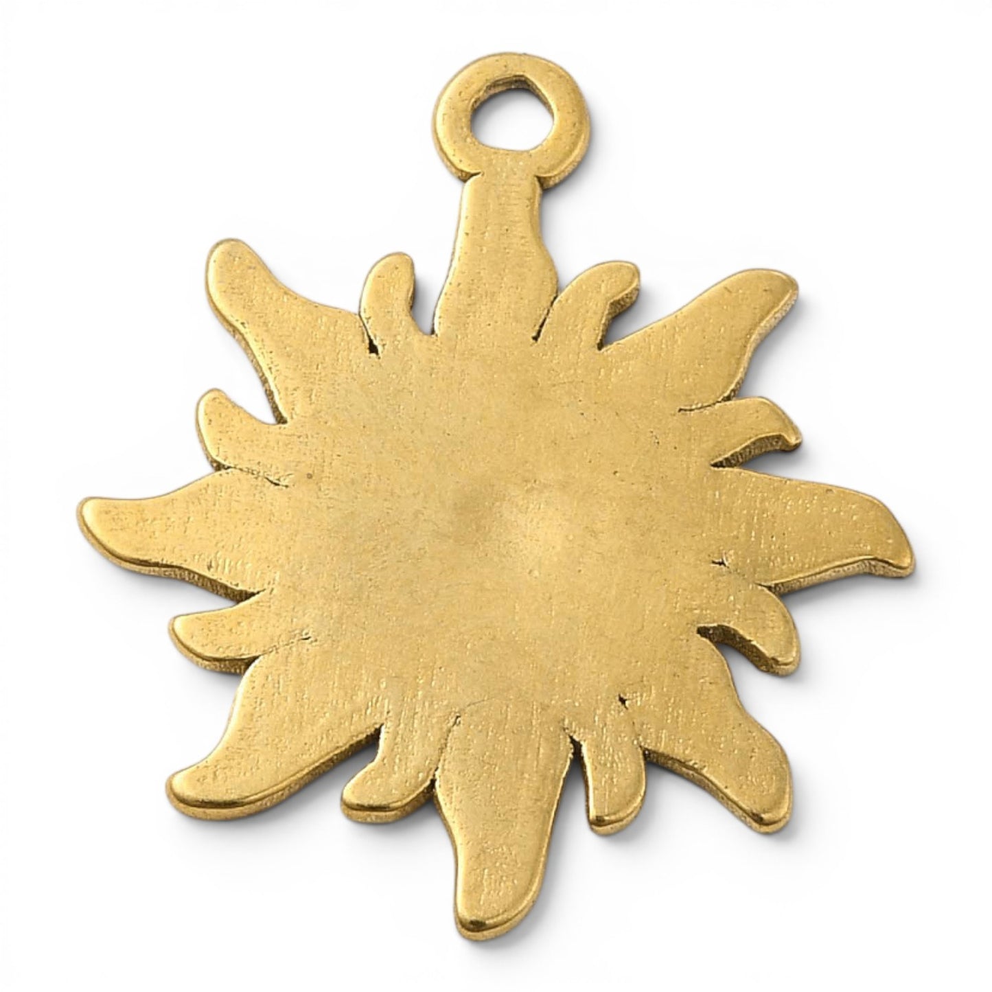 x1 Pendentif Breloque Soleil en Acier Inoxydable – Doré – 20,5x18mm