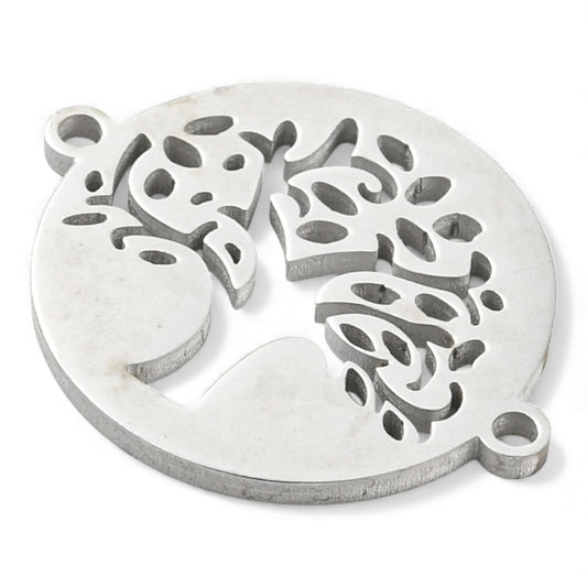 x1 Breloque Connecteur Arbre de Vie – Acier Inoxydable 304 – 19×15,5 mm
