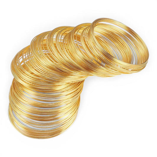 x10 Fil à mémoire de forme pour bracelets – Plaqué or 18 carats véritable ou platine – 60 mm