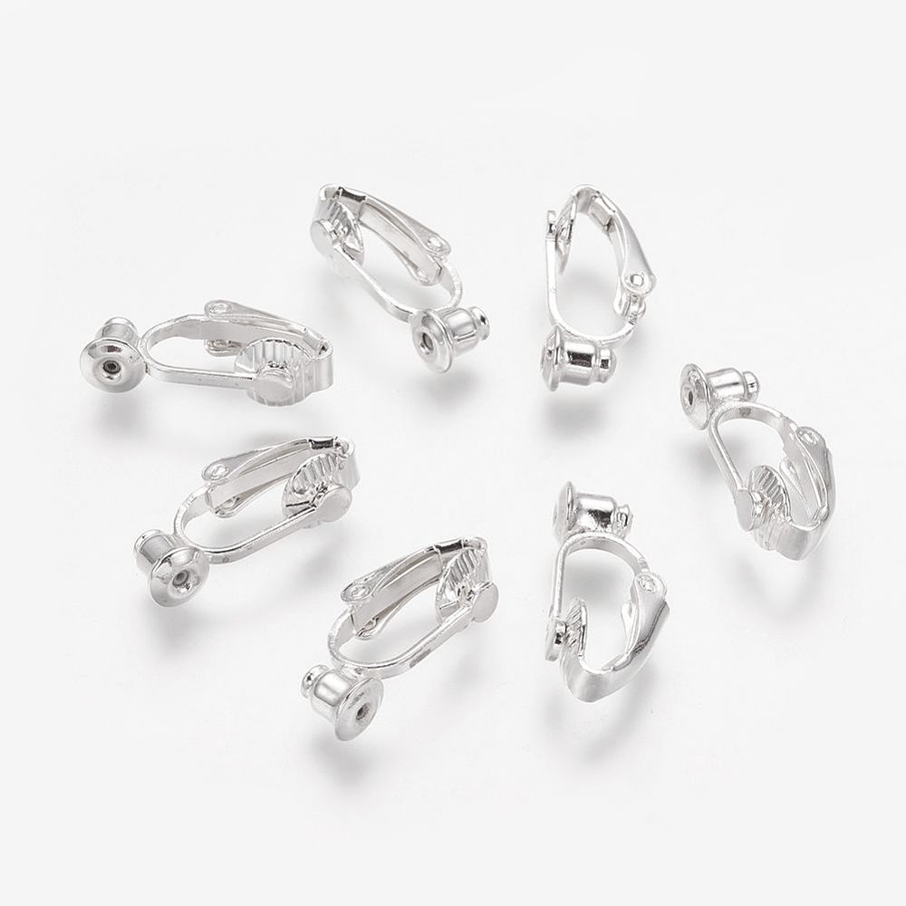 Boucles d'oreilles forme dormeuses, avec trou pour insérer tige, 19x6mm