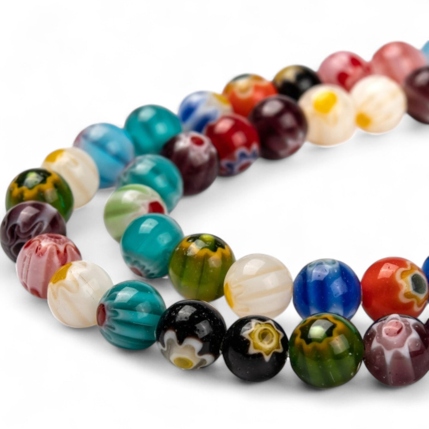 x10 Perles Millefiori – Verre coloré – Ø6 ou ø8 mm