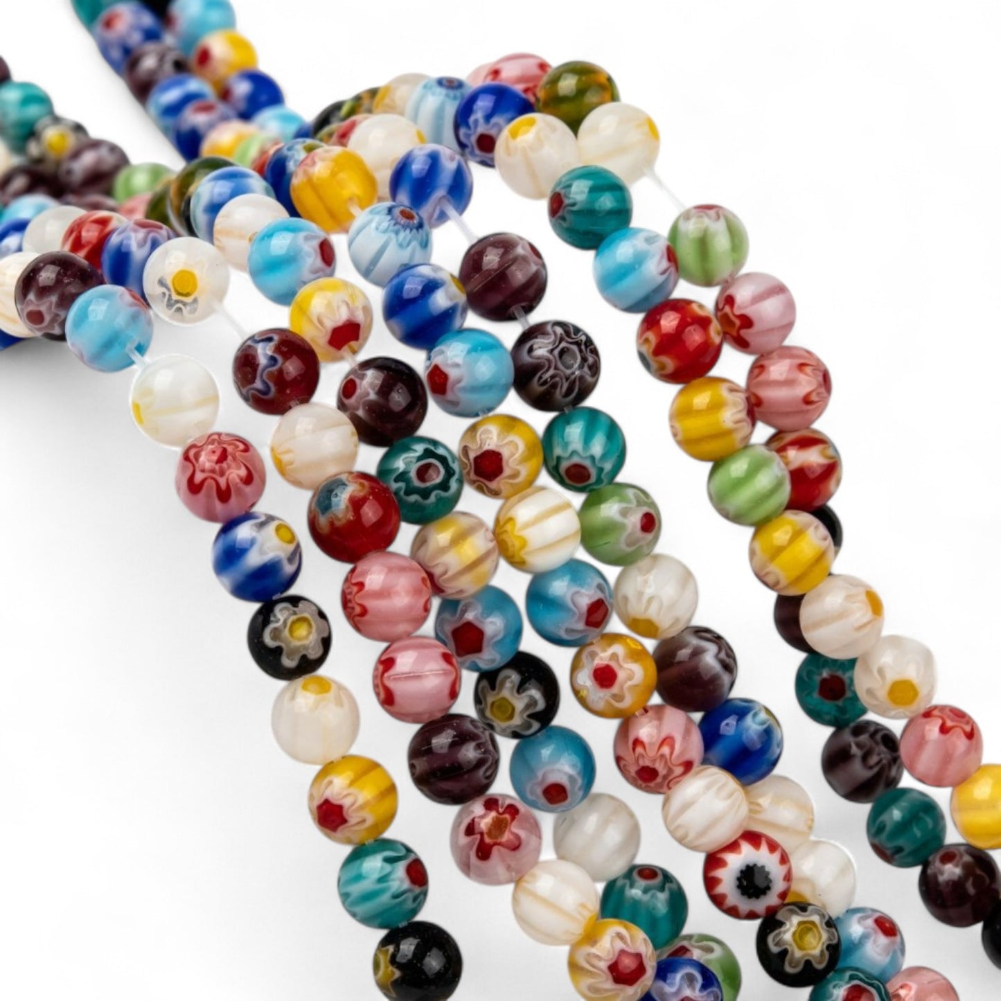 x10 Perles Millefiori – Verre coloré – Ø6 ou ø8 mm