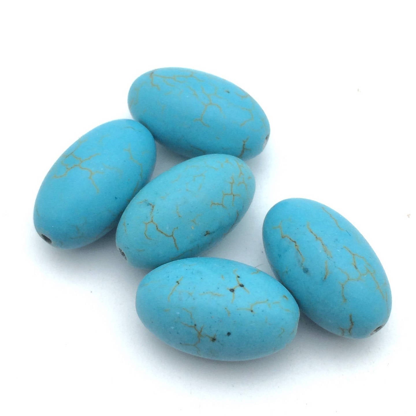 x2 Perles Synthétiques Howlite Turquoise – Ovale – Tailles au Choix