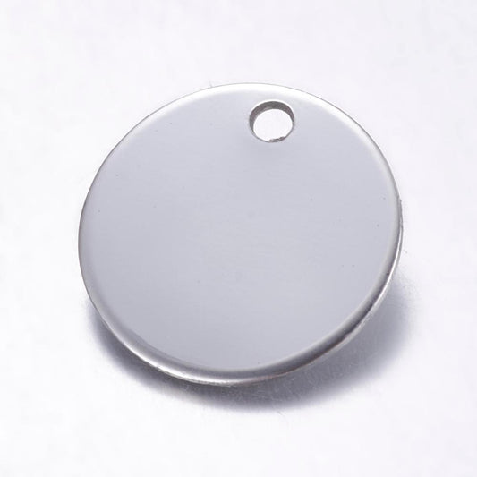 Pendentifs vierges ronds plats – Acier inoxydable – 8mm, 10mm ou 20mm