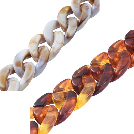 x1m Chaîne Gourmette en Acrylique – Effet Pierre ou Ambre – 23x16.5mm