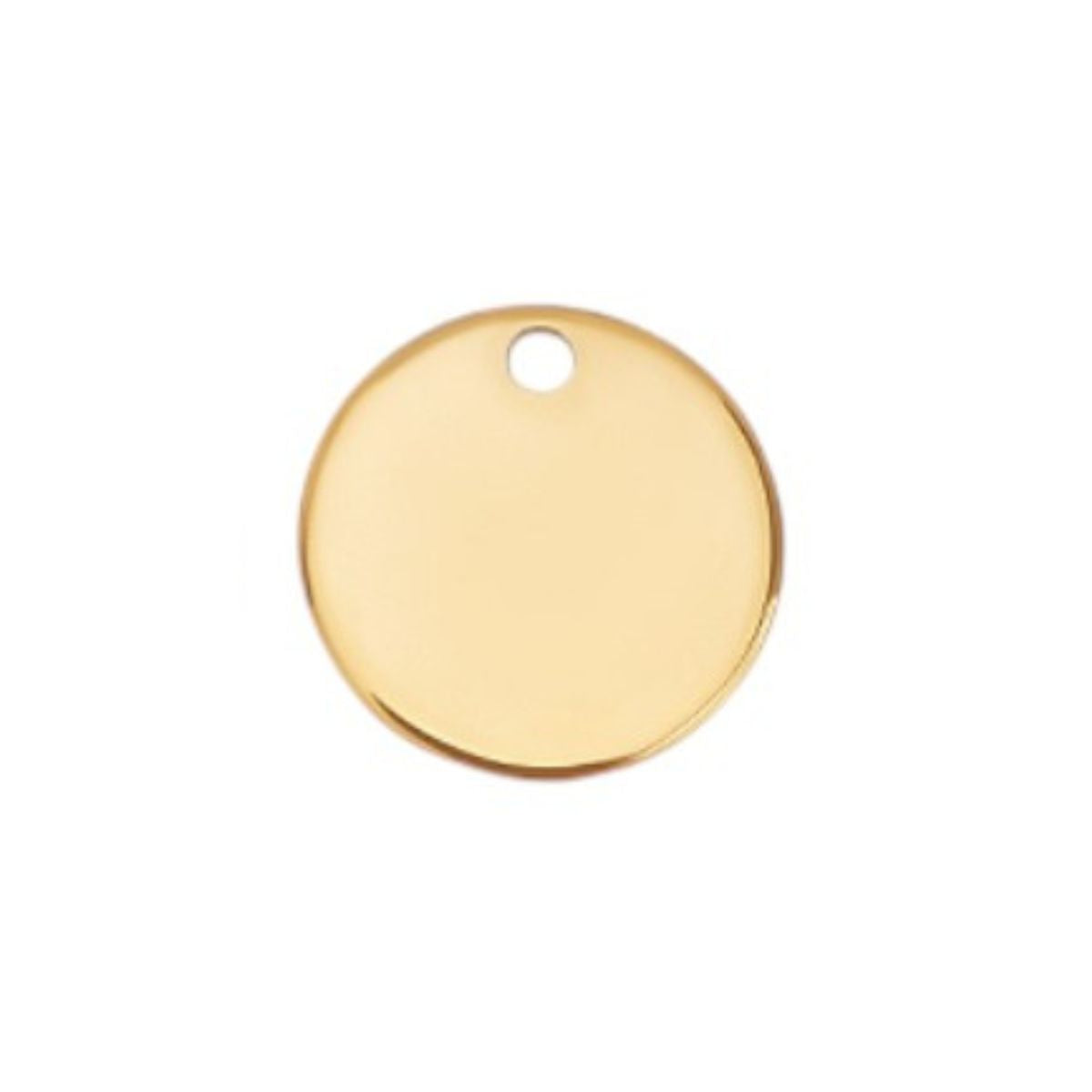 Pendentif rond plat vierge à graver – Acier inoxydable doré – 15 mm