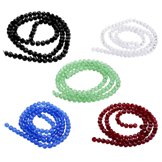 Fil de perles rondes en verre facettées – Imitation cristal autrichien