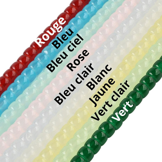 x1 Fil de Perles en Verre Imitation Jade – Tonneau – 8 mm