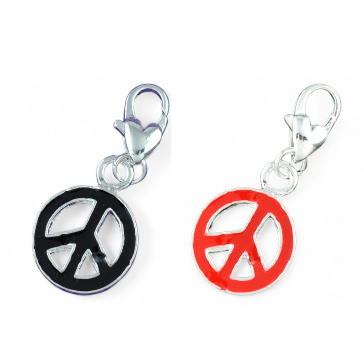 x1 Charm Peace and Love Émaillé – 33 mm | Rouge ou Noir