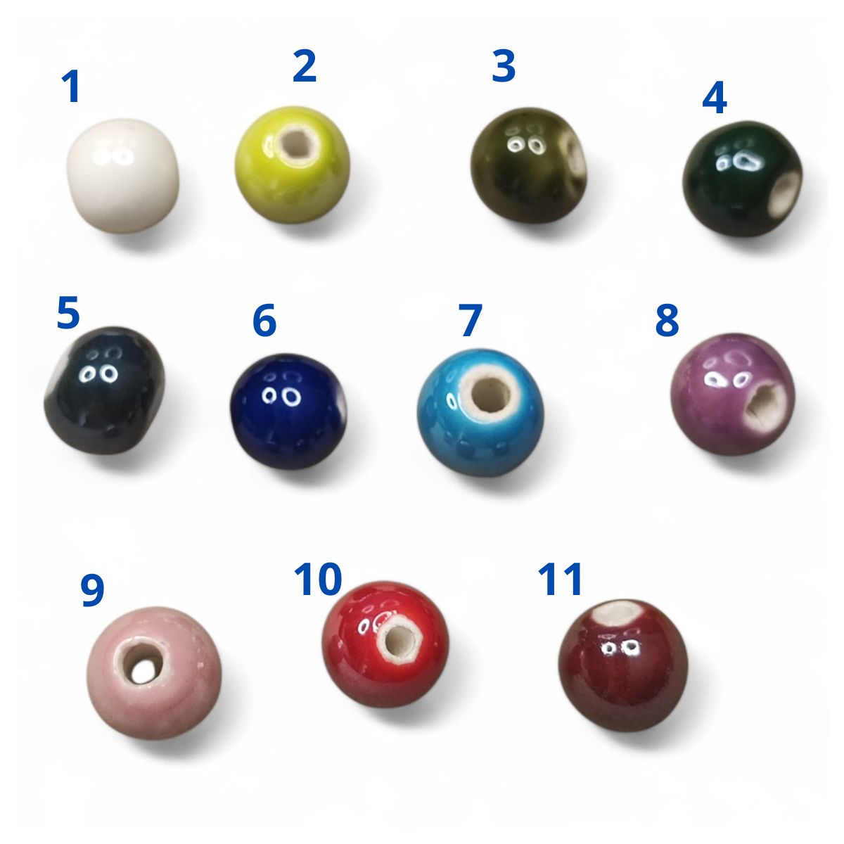 x1 Perle en Porcelaine Nacrée – 10 mm – Couleurs au Choix – Fait Main