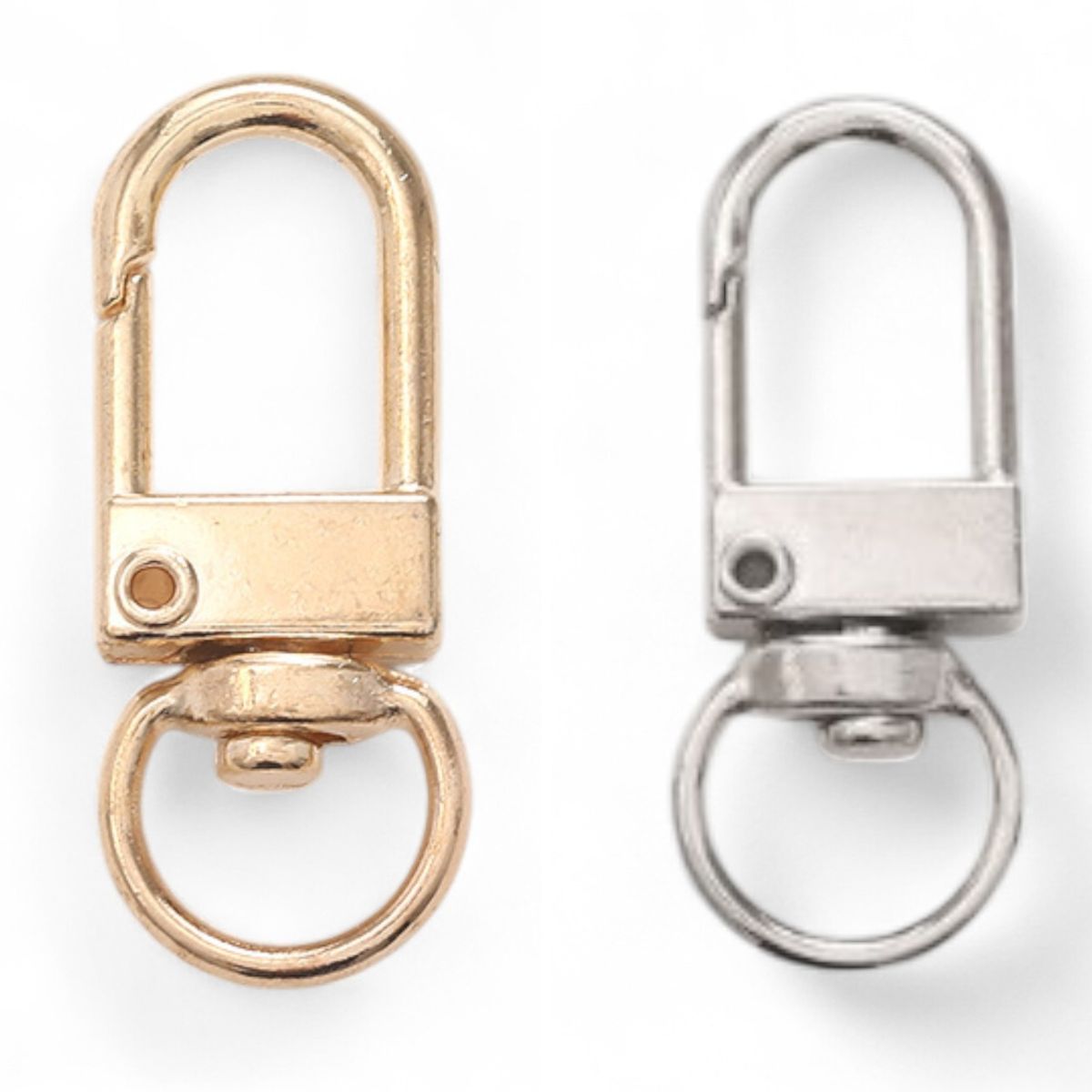 x1 Fermoir Porte-Clés avec Anneau Pivotant – 3,2 x 1,2 cm – Argenté ou Doré