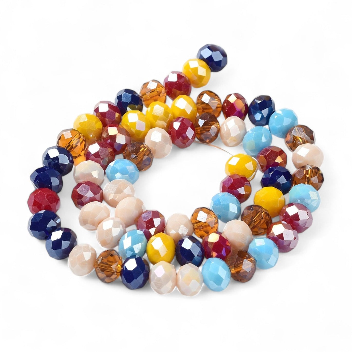 Perles en Verre à Facettes – Rondelles Multicolore Opaque – 8x6 mm