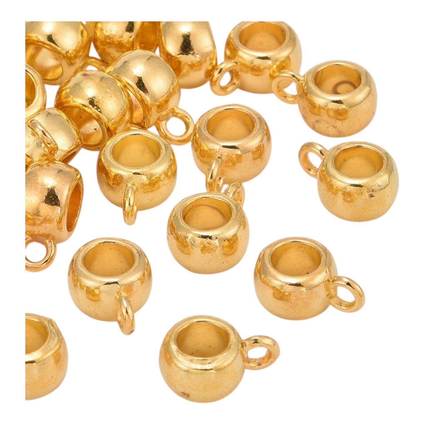 x10 Perles à Bélière Tonneau – Doré ou Argenté – 8 à 11,5 mm