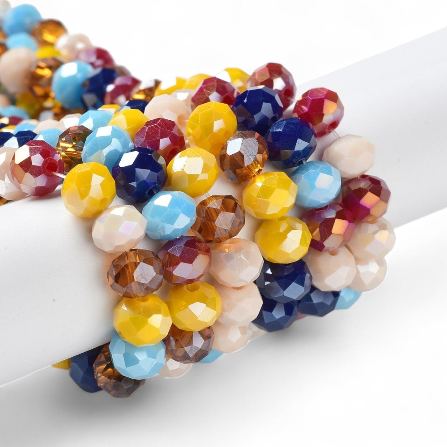Perles en Verre à Facettes – Rondelles Multicolore Opaque – 8x6 mm