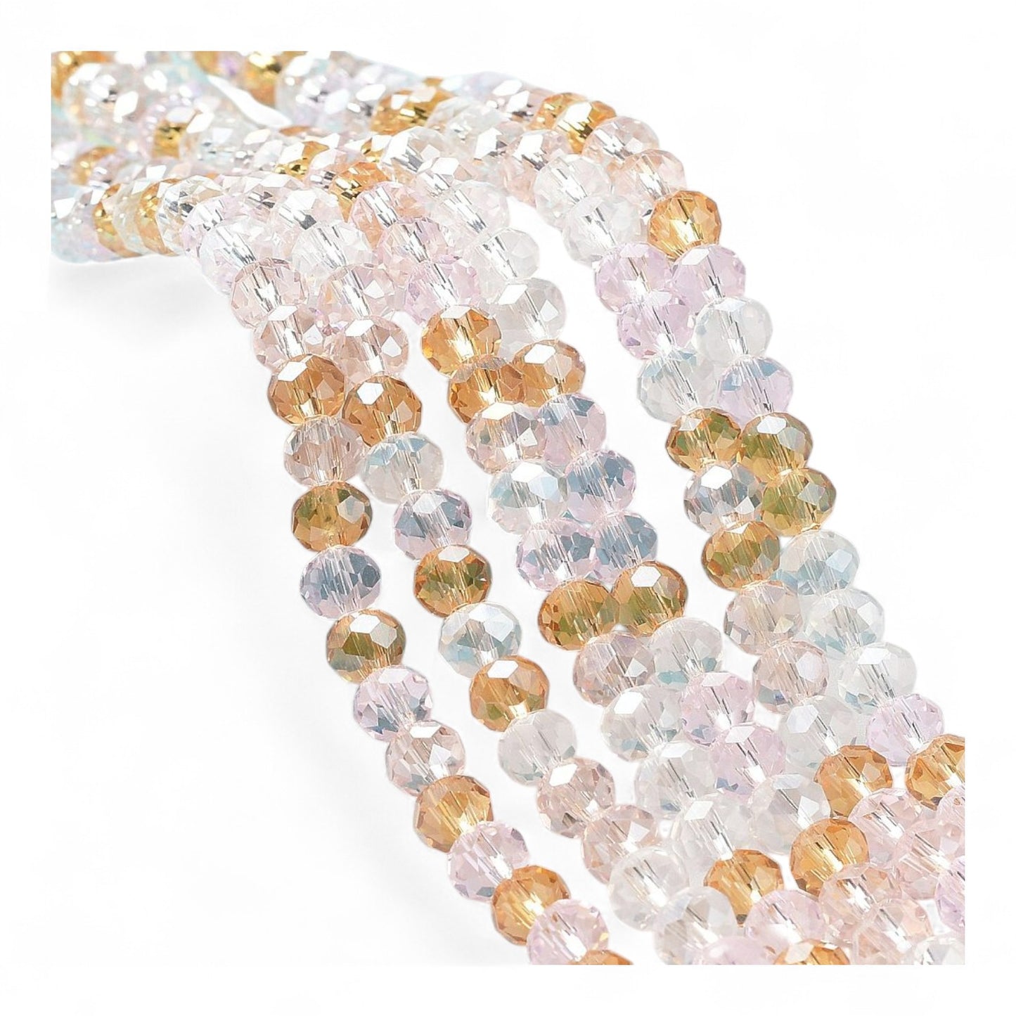 Perles en Verre à Facettes – Rondelles Rose – 6x5 mm