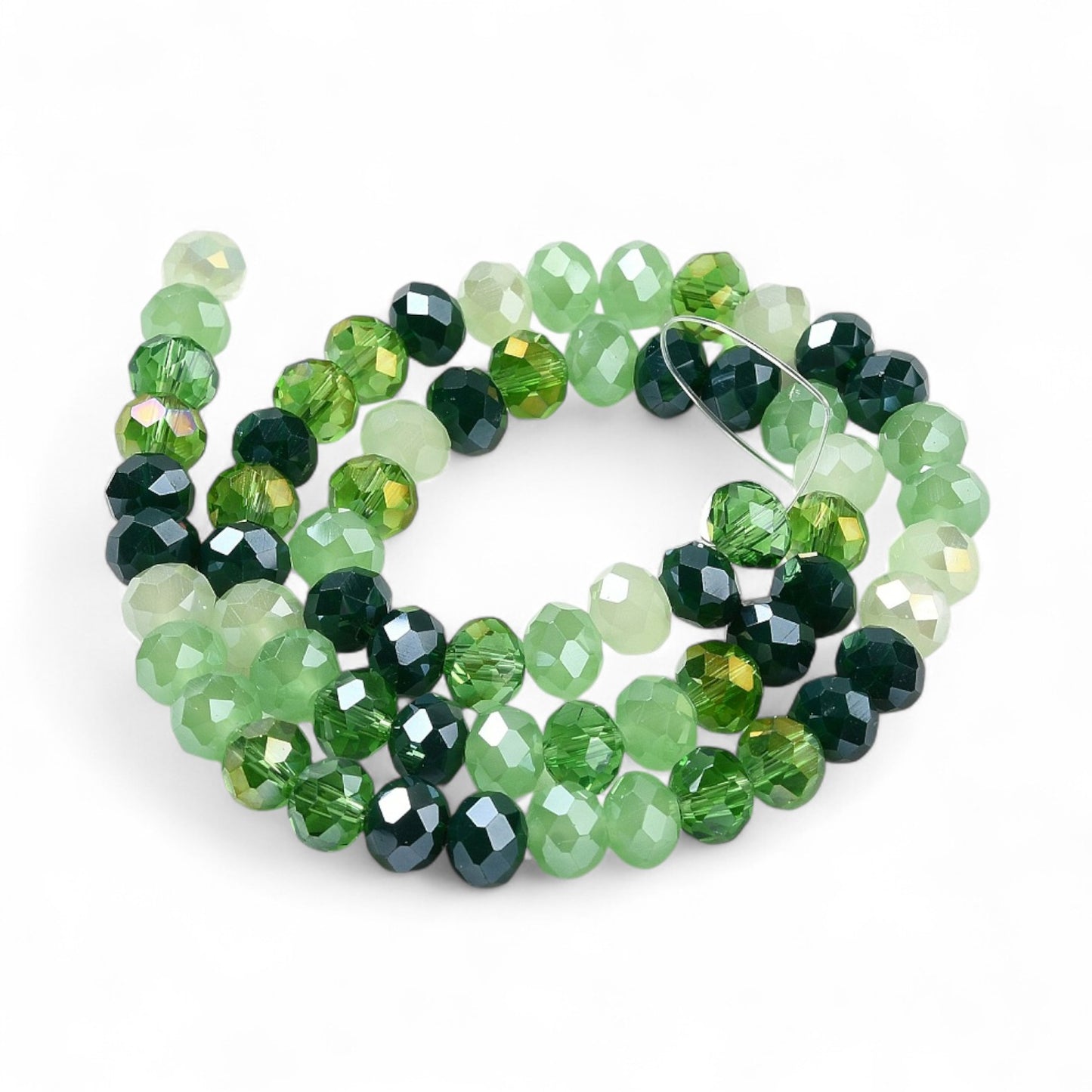 Perles en Verre à Facettes – Rondelles Citron Vert – 8x6 mm