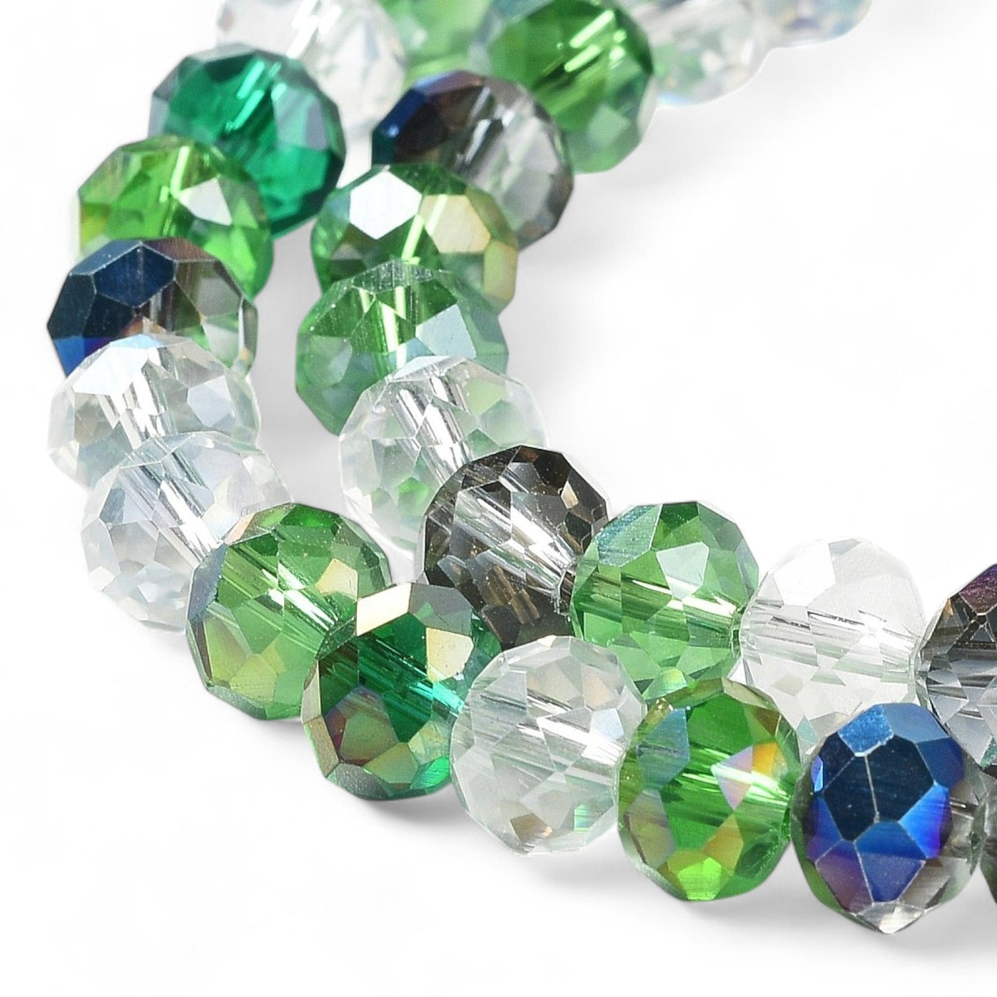 Perles en Verre à Facettes – Rondelles Vert – 8x6 mm