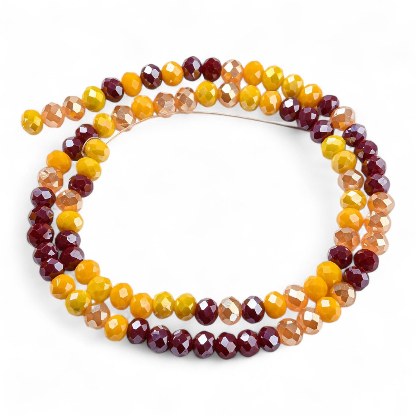 Perles en Verre à Facettes – Rondelles Jaune orangé et Rouge – 6x5 mm