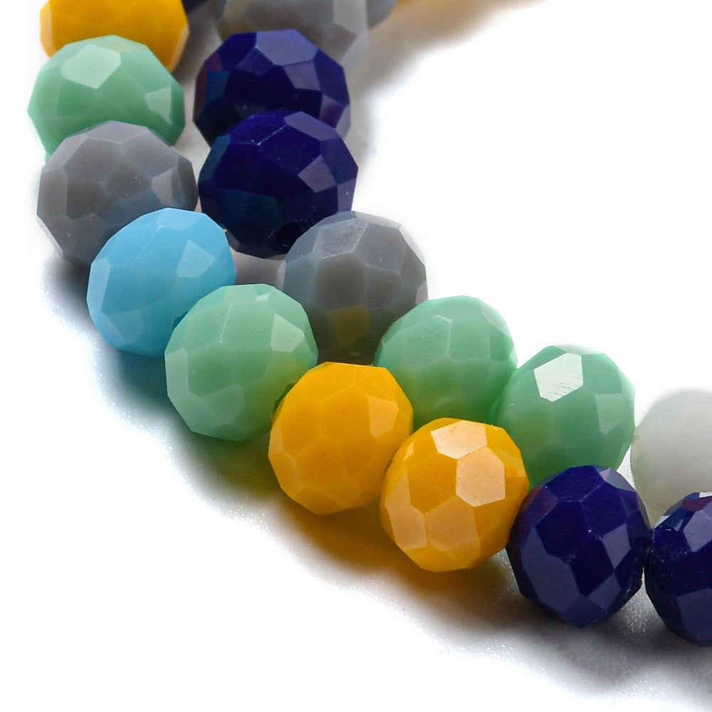 Perles en Verre à Facettes – Rondelles Multicolore Opaque – 6x5 mm