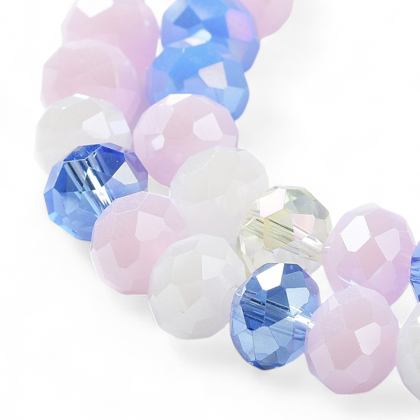 Perles en Verre à Facettes – Rondelles Bleu et Rose – 8x6 mm
