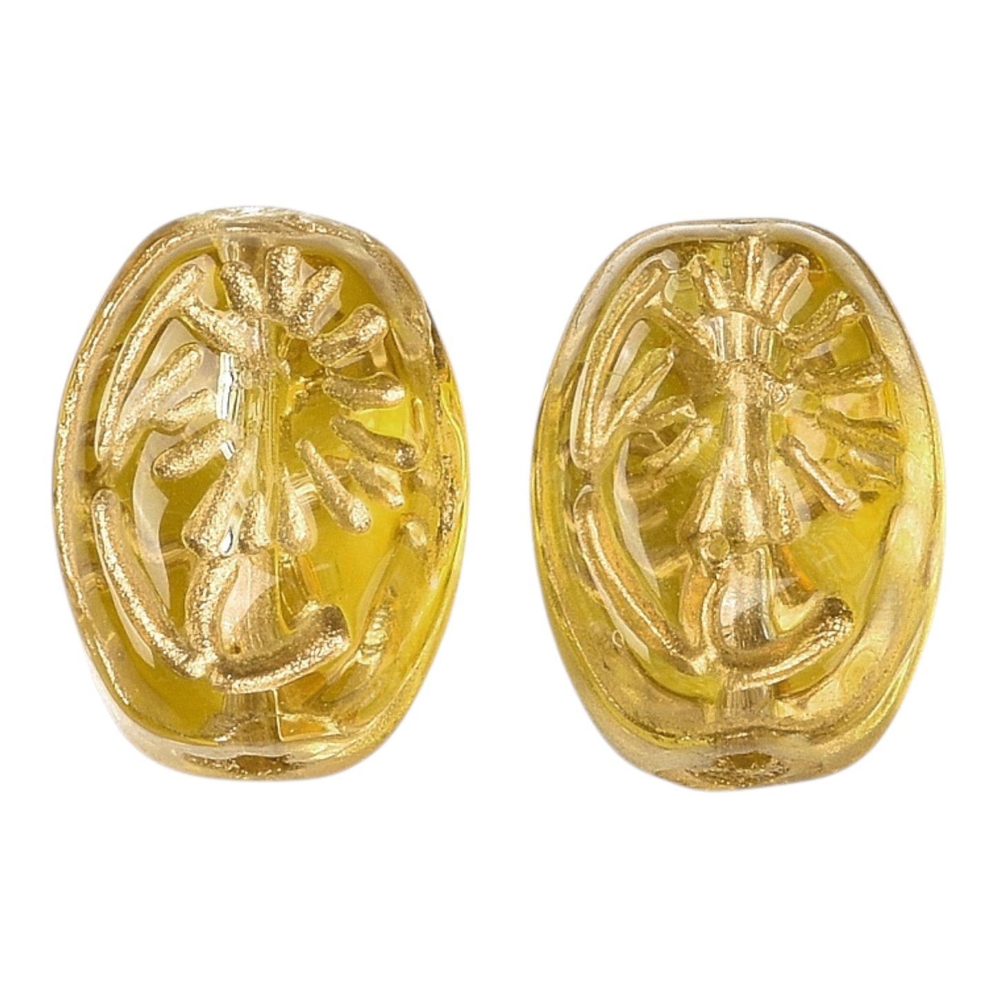 x2 Perles Ovales en Verre Transparent – Effet Peint Aérosol – 8x11 mm