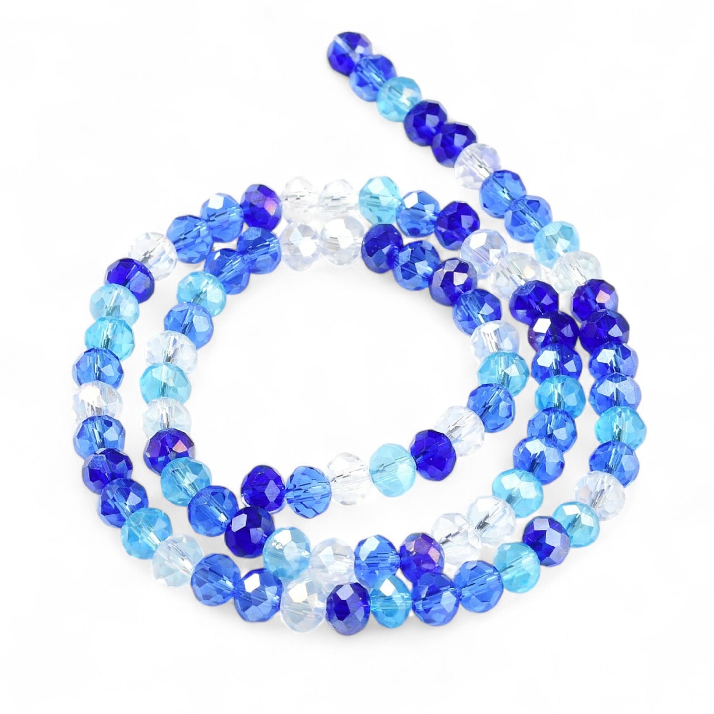 Perles en Verre à Facettes – Rondelles Bleu – 6x5 mm