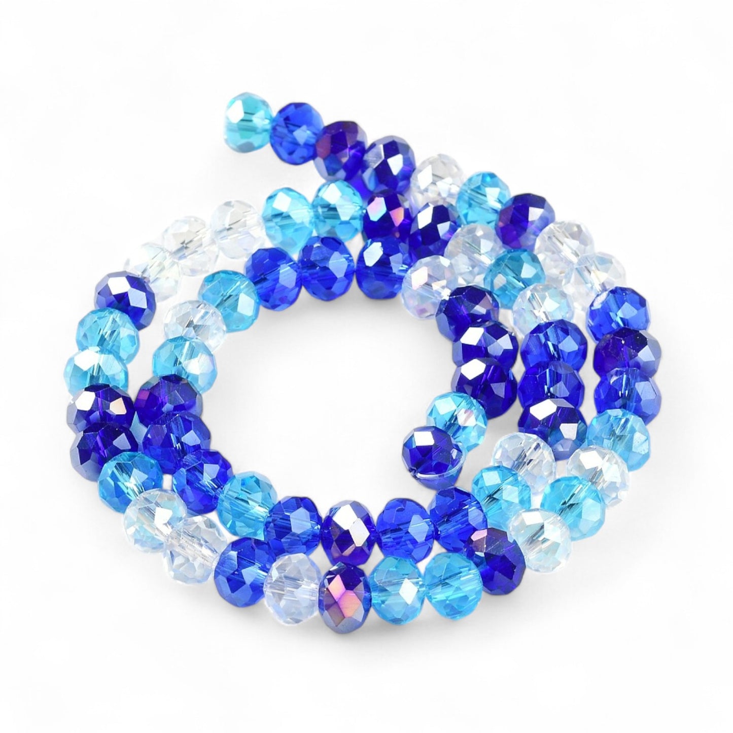 Perles en Verre à Facettes – Rondelles Bleu – 8x6 mm