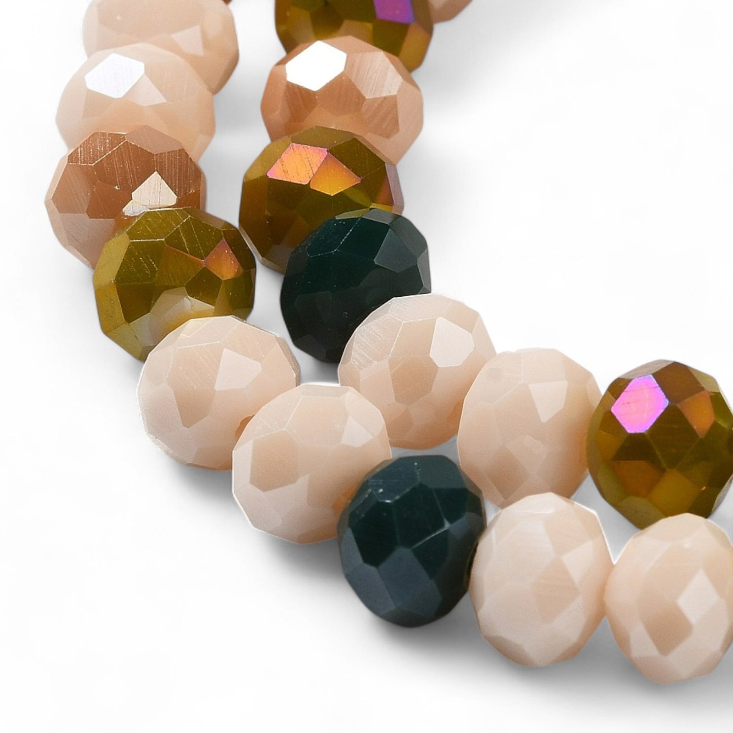 Perles en Verre à Facettes – Rondelles Vert et Jaune – 8x6 mm