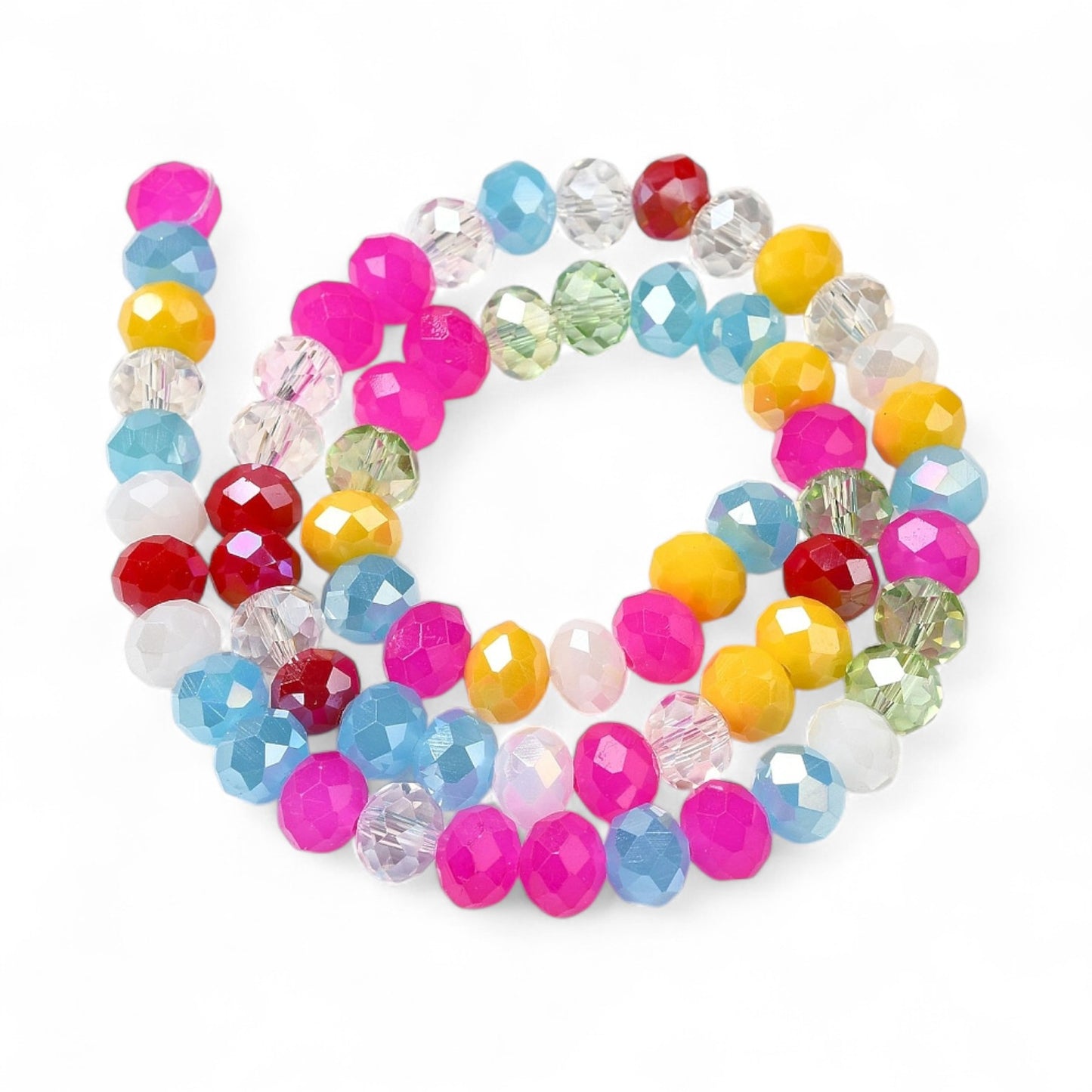 Perles en Verre à Facettes – Rondelles Multicolore Peps – 8x6 mm