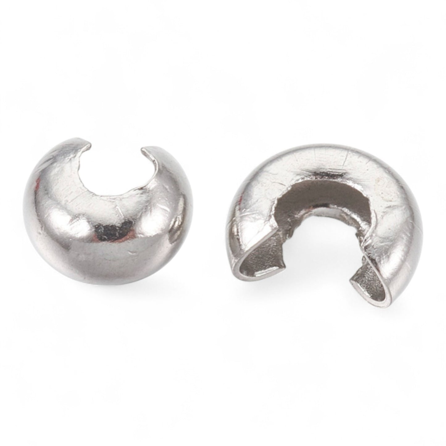 x10 Cache-Perles à Écraser en Acier Inoxydable 304 – Argenté ou Doré – 4,5 mm