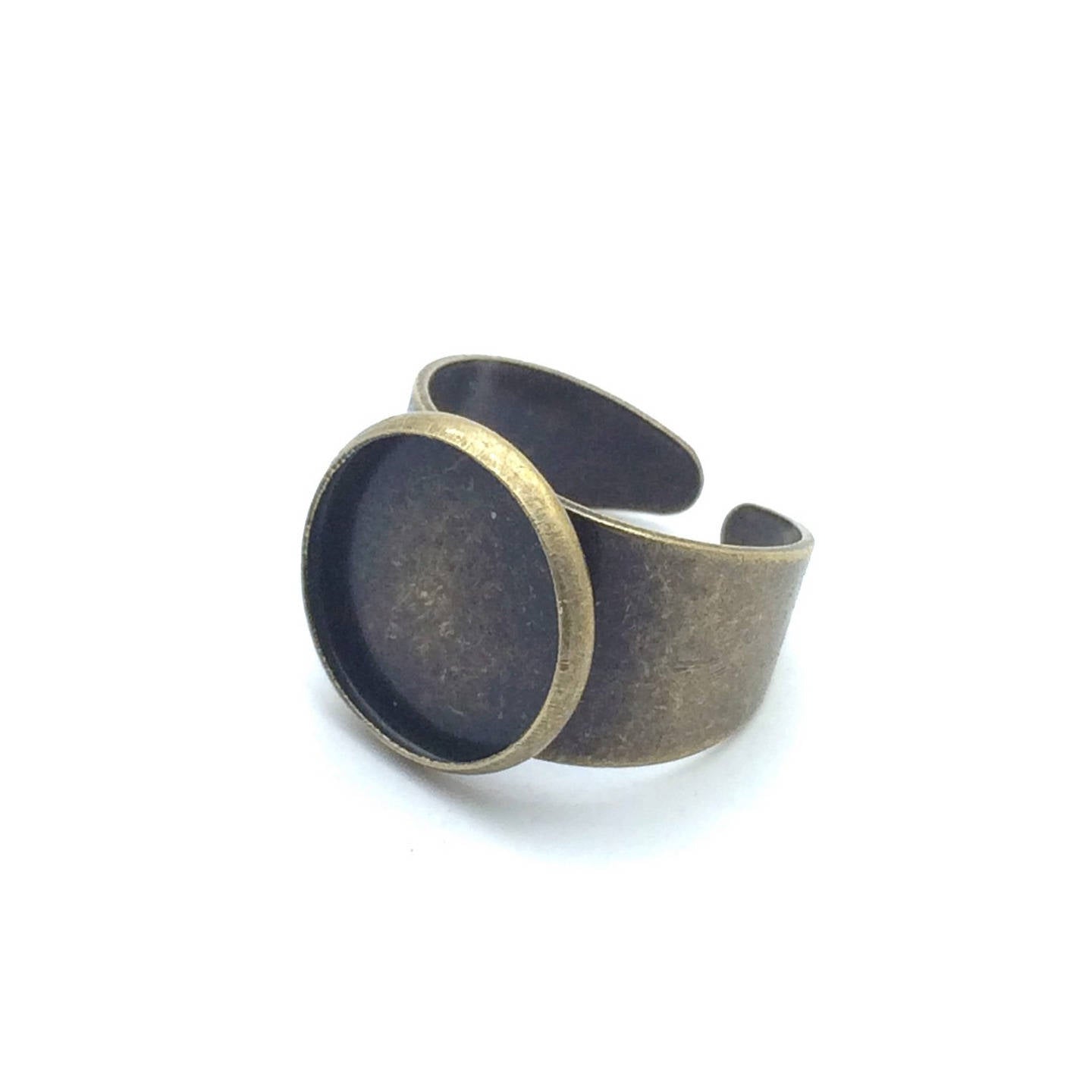 x1 Support de Bague Réglable en Métal Bronze – Plateau 14 mm