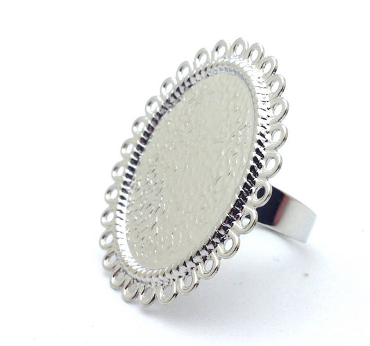 Support de Bague à Fond Plat Ovale – 18x25 mm