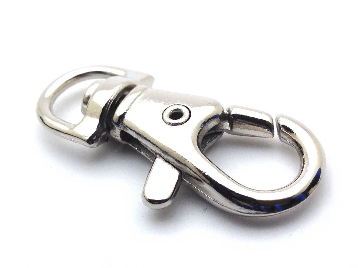 x1 Fermoir Mousqueton Porte-Clés – Métal Argenté – 39x17 mm