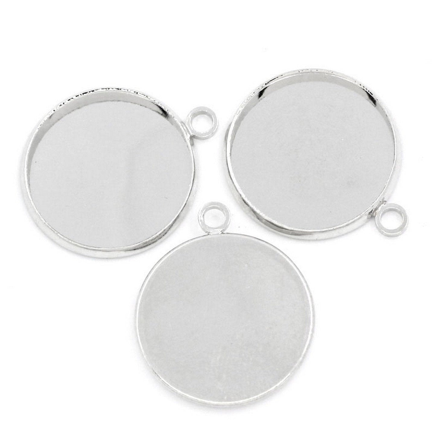 x1 Pendentif support cabochon 18 mm – Métal argenté