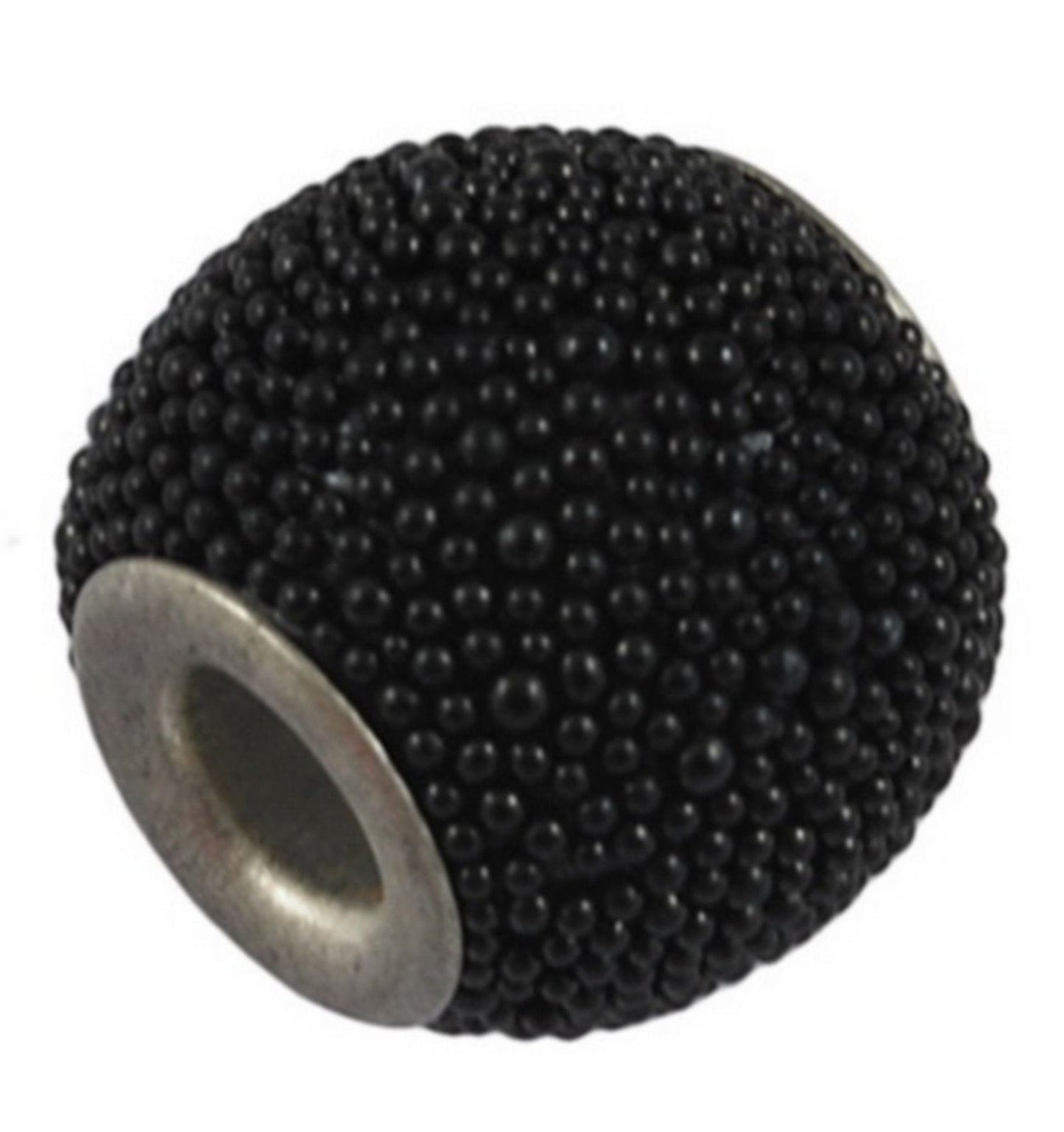 x2 grosses Perles Charm Européen – Effet Grains Noirs (Gros trou)