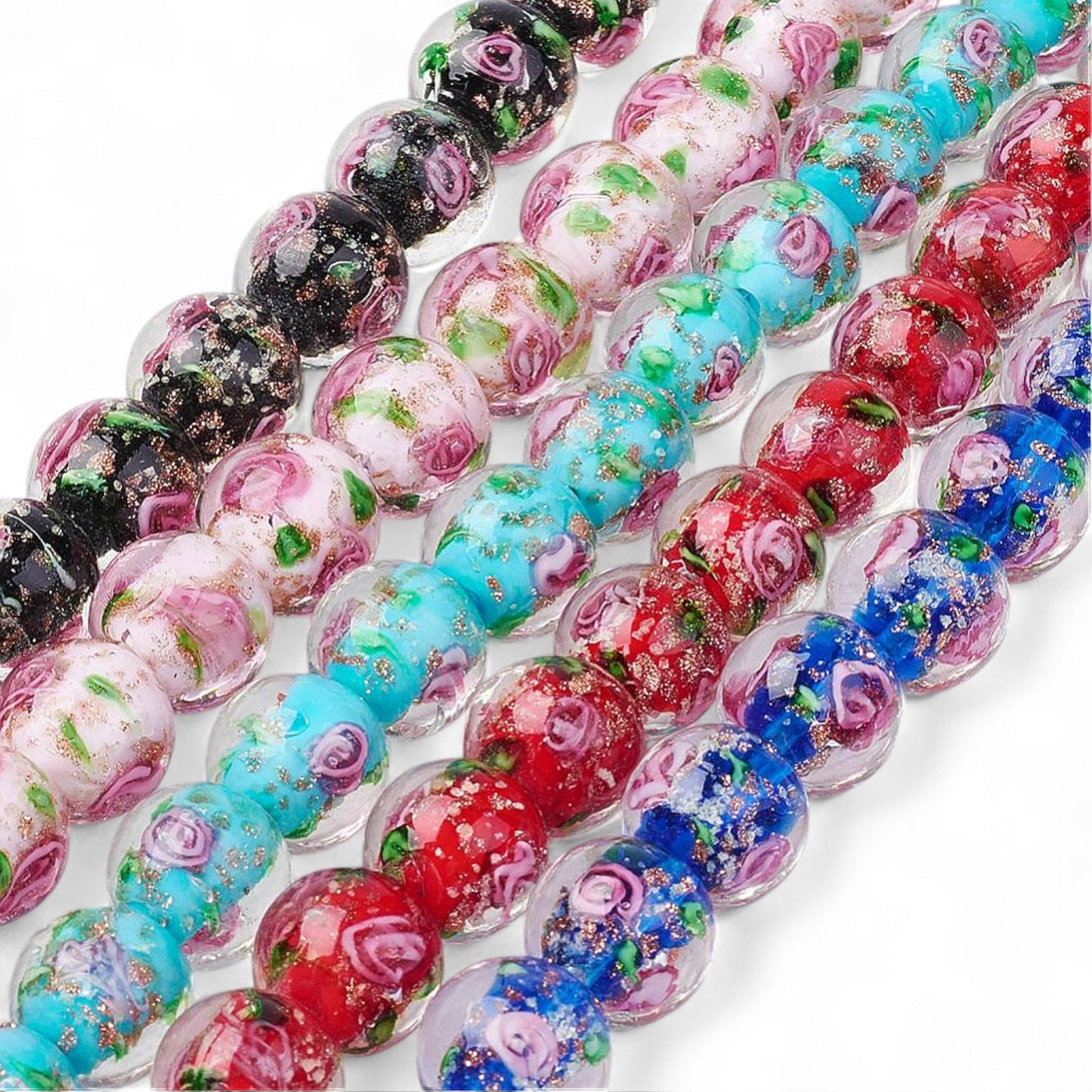 x1 Perle en Verre Soufflé à la Main – Fleur Intérieure – 12,5 à 13,5 mm