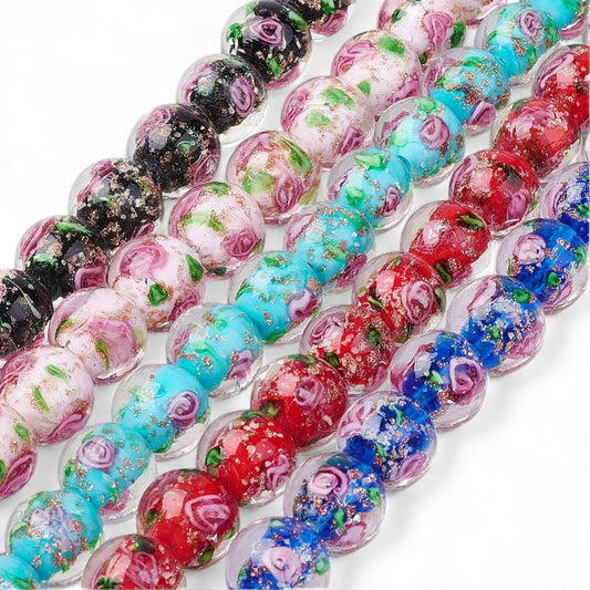 x1 Perle en Verre Soufflé à la Main – Fleur Intérieure – 12,5 à 13,5 mm