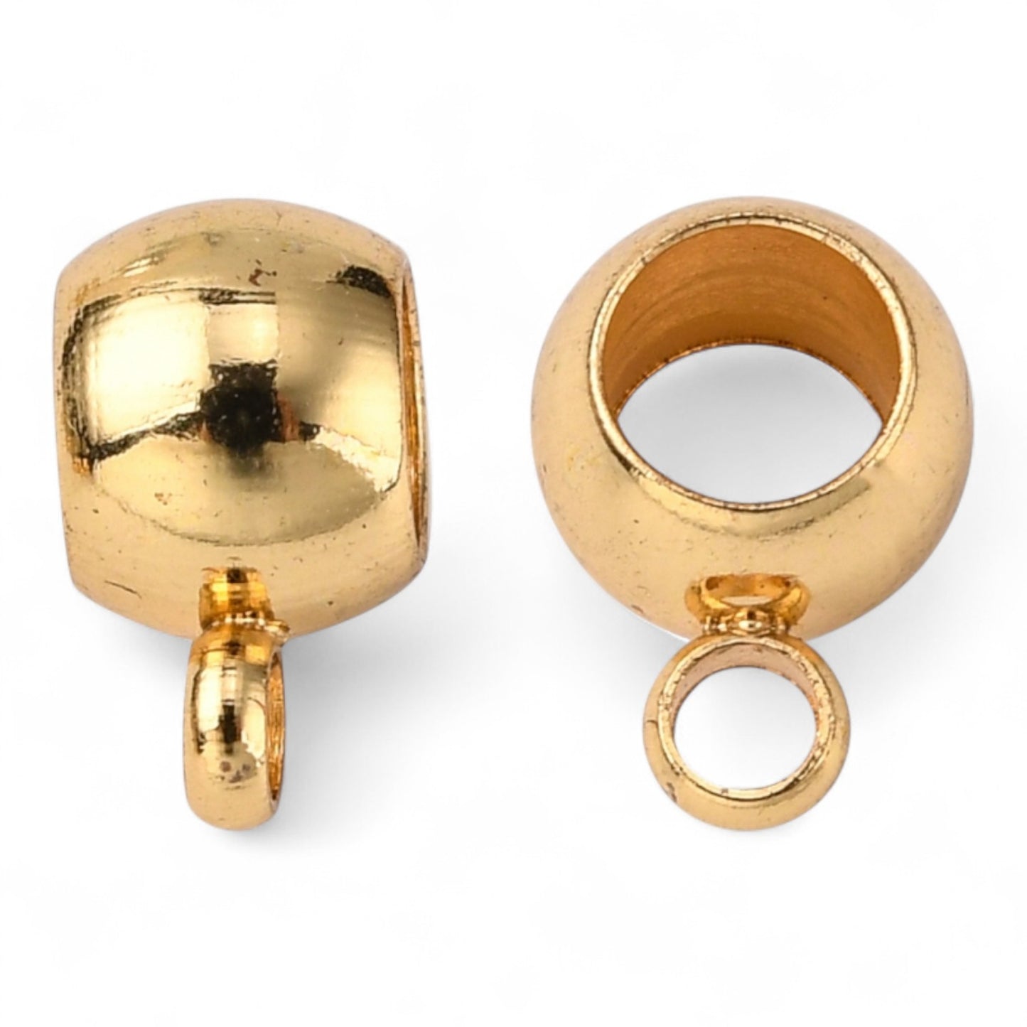 x2 bélières perle avec perle d'attache, en acier inoxydable 304, 5x9x6mm