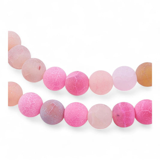 Perles d’Agate Efflorescente Givrées – Couleurs Assorties