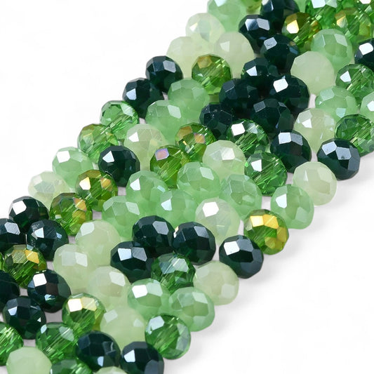 Perles en Verre à Facettes – Rondelles Citron Vert – 8x6 mm
