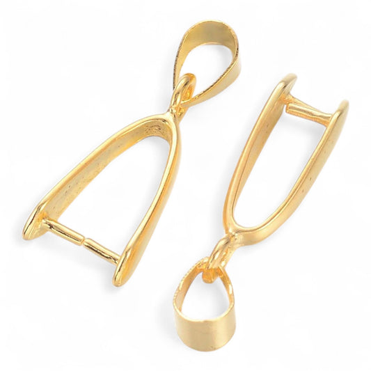 x2 Bélières à Pincer en Laiton Doré – 19 mm