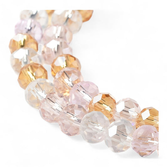 Perles en Verre à Facettes – Rondelles Rose – 6x5 mm