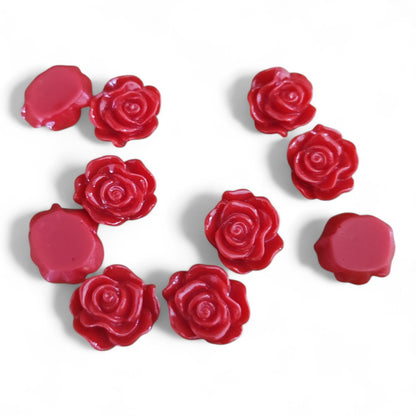 5 Cabochons Fleur en Résine – 13 mm – Couleurs au choix