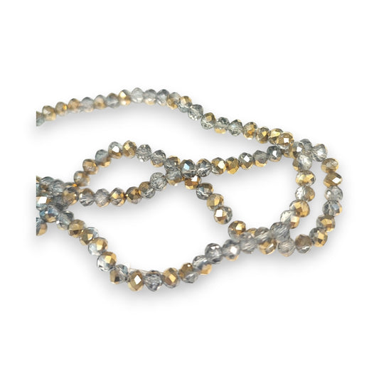 Fil de Perles en Verre à Facettes Effets métallisés – 4x3 mm – Couleurs au choix