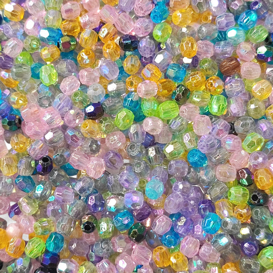 x10g Perles acryliques multicolores à facettes – 4x3,5 mm