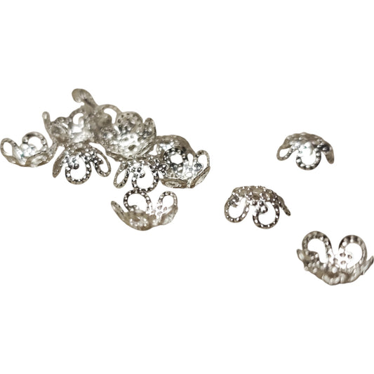 x20 Coupelles Fleurs Métal – Pour perles 8 et 10 mm
