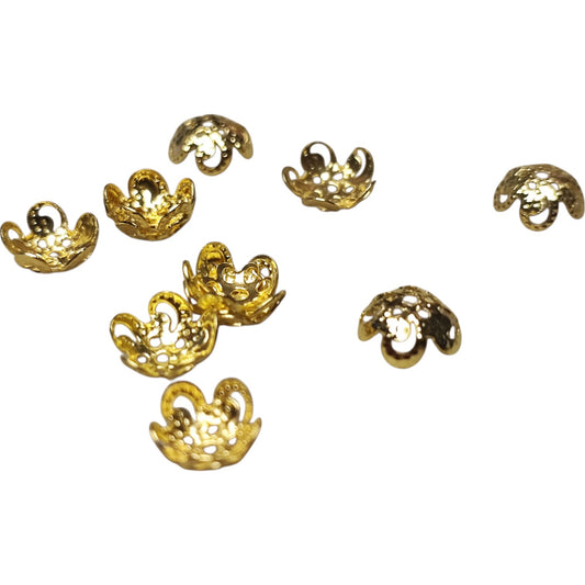 x20 Coupelles Fleurs Métal – Pour perles 8 et 10 mm